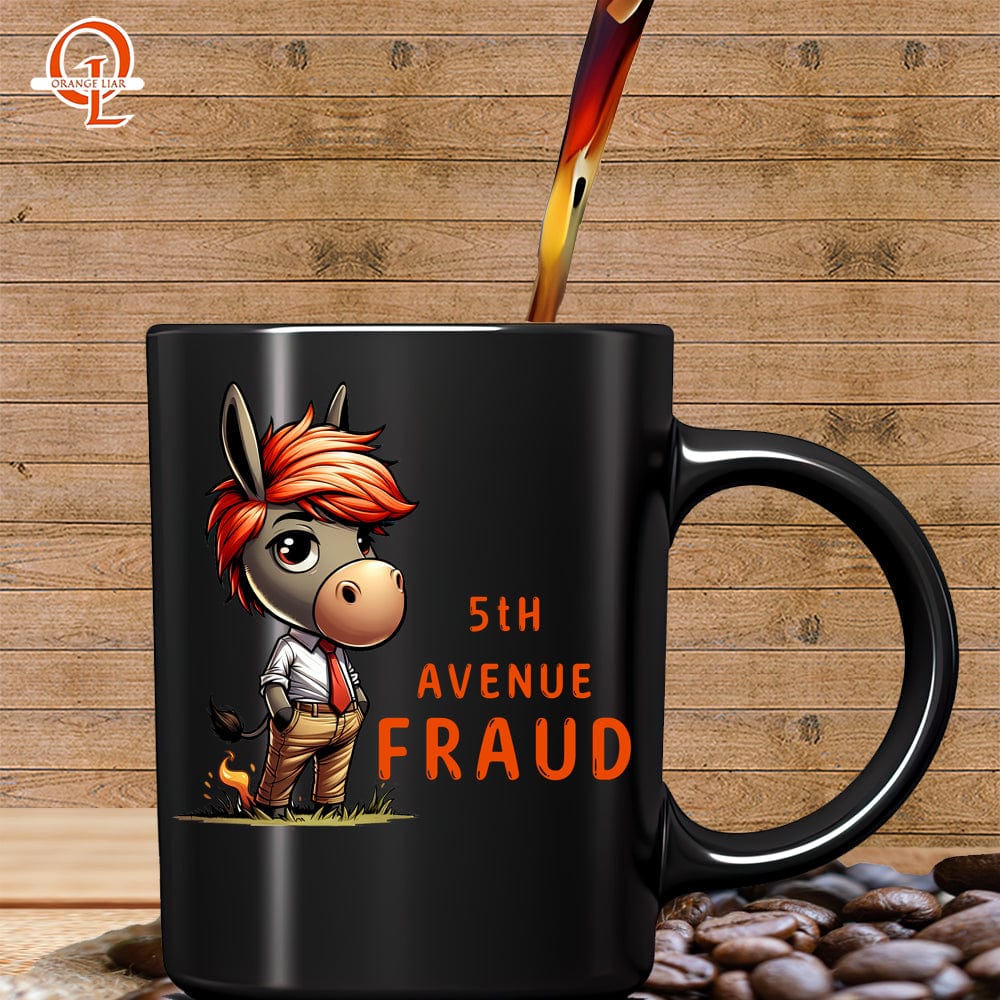 5TH Avenue FRAUD Anti-Dump Political Humor Coffee Mug  Orange Liar