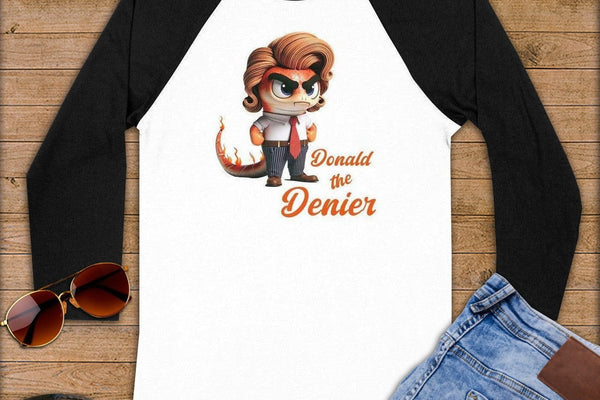 Donald the Denier ~ Baseball 3/4 Sleeve Tee-Orange Liar