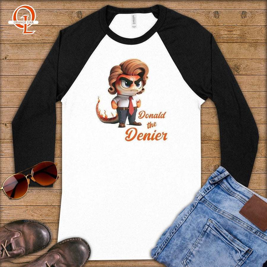 Donald the Denier ~ Baseball 3/4 Sleeve Tee-Orange Liar