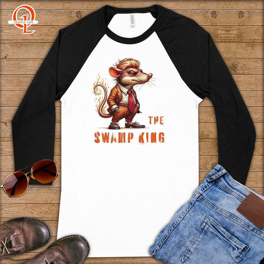 The Swamp King ~ Baseball 3/4 Sleeve Tee-Orange Liar