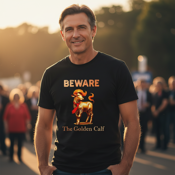 lifestyle scene ~ BEWARE The Golden Calf T-Shirt