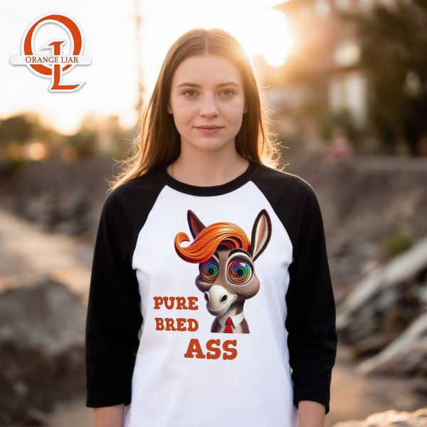 lifestyle scene ~ Pure Bred Ass ~ Baseball 3/4 Sleeve Tee