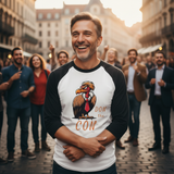 lifestyle scene ~ Don the Con ~ Baseball 3/4 Sleeve Tee