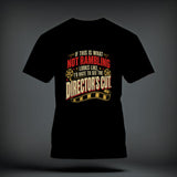 Black t-shirt featuring a graphic with film reels and the text 