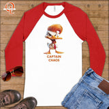 Captain Chaos ~ Baseball 3/4 Sleeve Tee-Orange Liar
