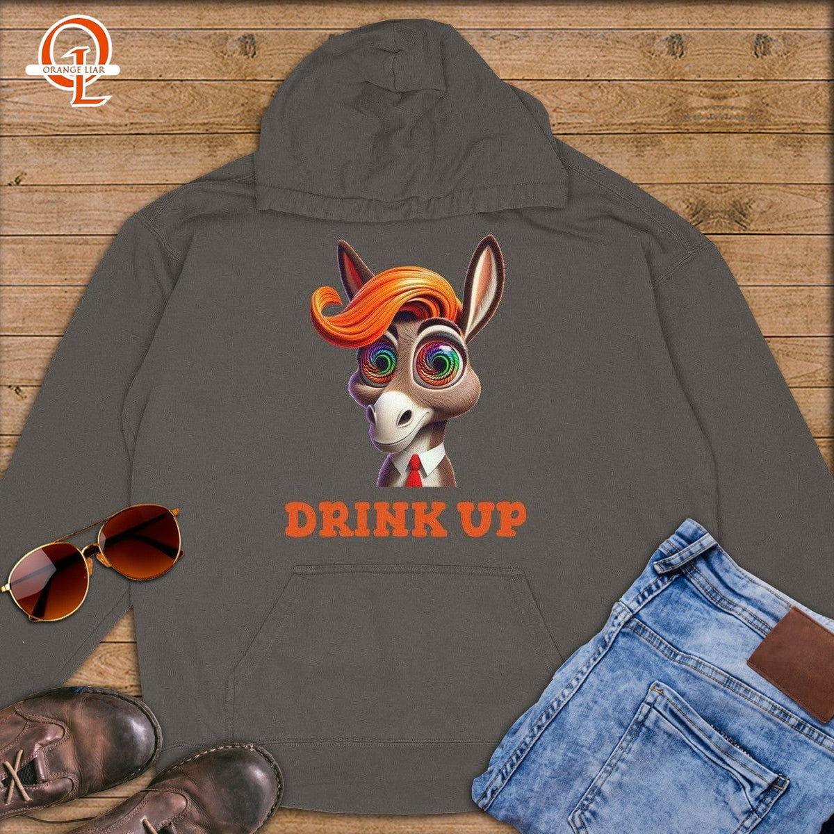Drink Up ~ Premium Hoodie-Orange Liar