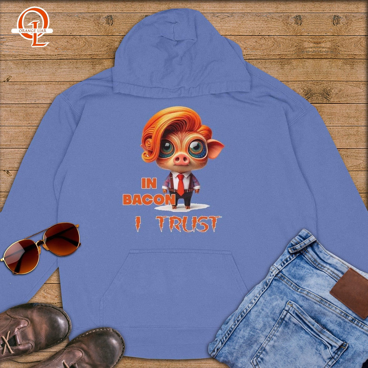 In Bacon I Trust ~ Premium Hoodie-Orange Liar