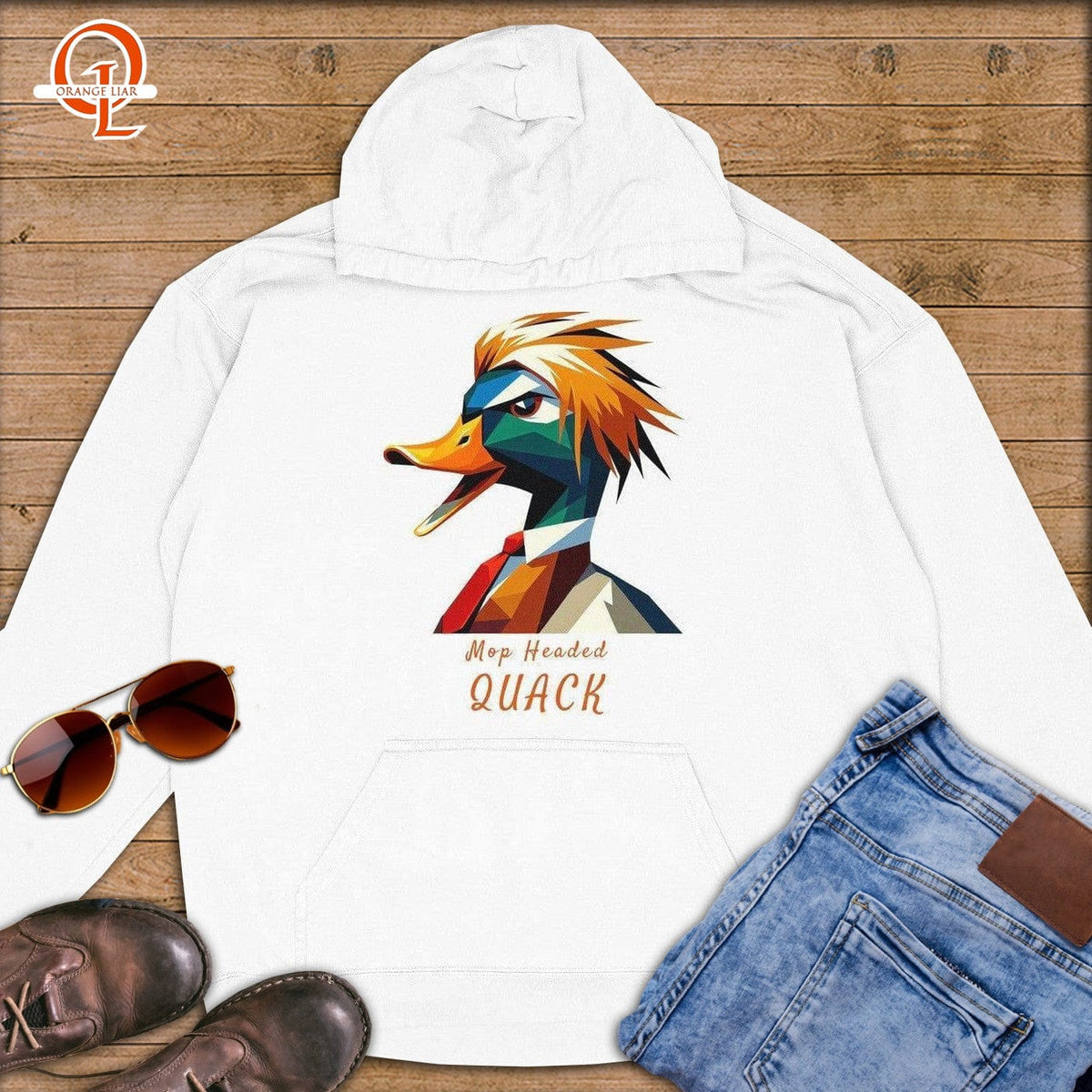 Mop Headed Quack ~ Premium Hoodie-Orange Liar