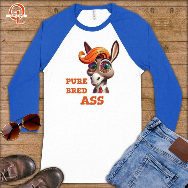 Pure Bred Ass ~ Baseball 3/4 Sleeve Tee-Orange Liar
