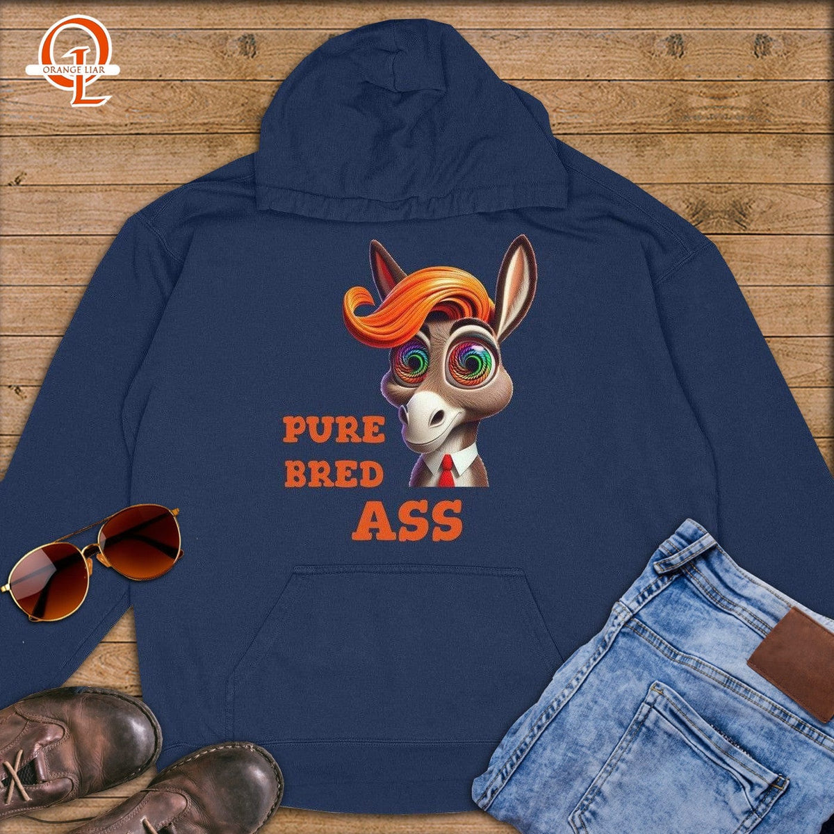 Pure Bred Ass ~ Premium Hoodie-Orange Liar