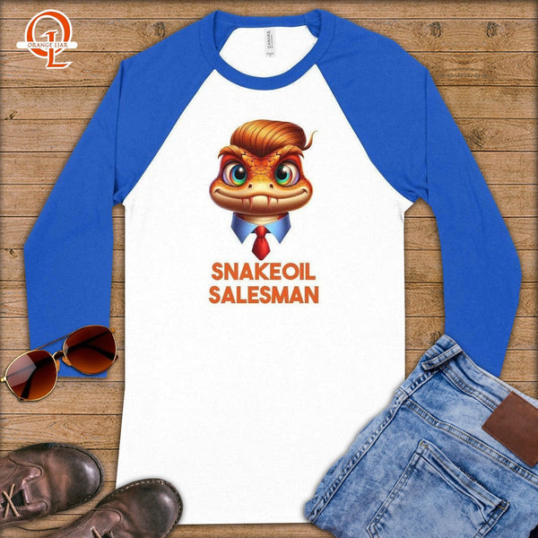 Snakeoil Salesman ~ Baseball 3/4 Sleeve Tee-Orange Liar