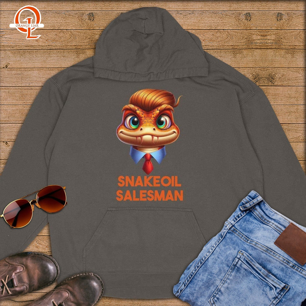 Snakeoil Salesman ~ Premium Hoodie-Orange Liar