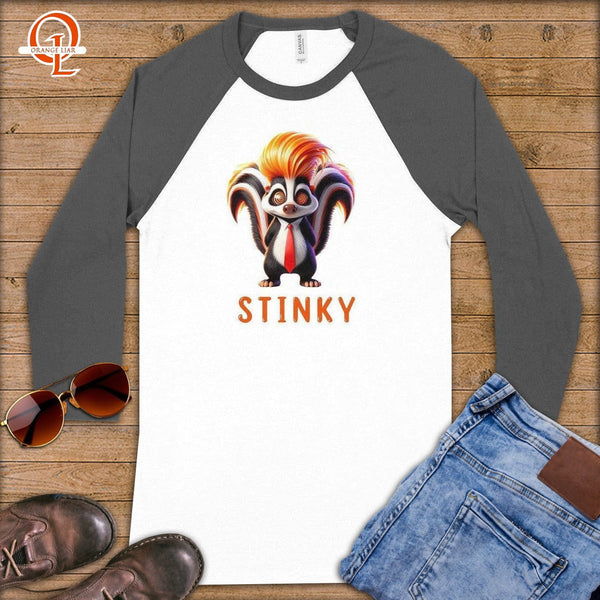 Stinky ~ Baseball 3/4 Sleeve Tee-Orange Liar