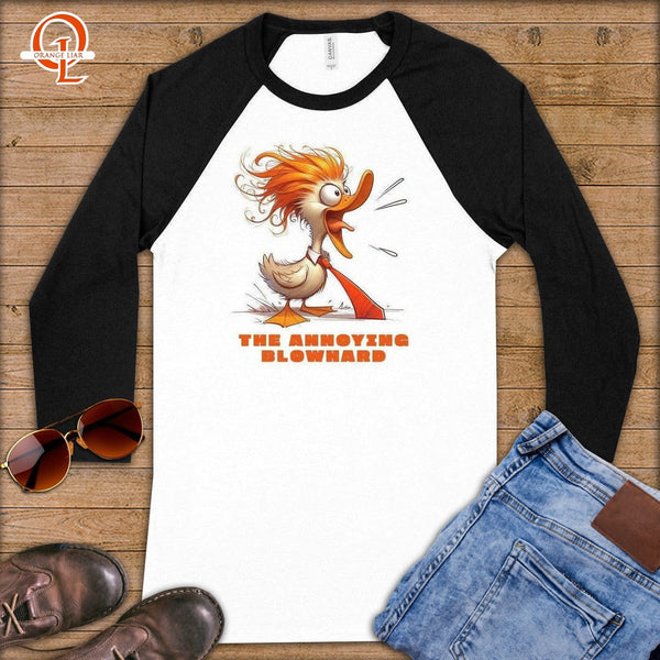 The Annoying Blowhard ~ Baseball 3/4 Sleeve Tee-Orange Liar